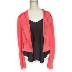 𝅺bcbgmaxazria Kevin Coral Pink Vintage Lightweight Moto Jacket | Size Small